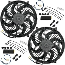 DUAL 14-15 INCH HUGE 180W CFM ELECTRIC RADIATOR COOLING FAN 12V CAR TRUCK ENGINE