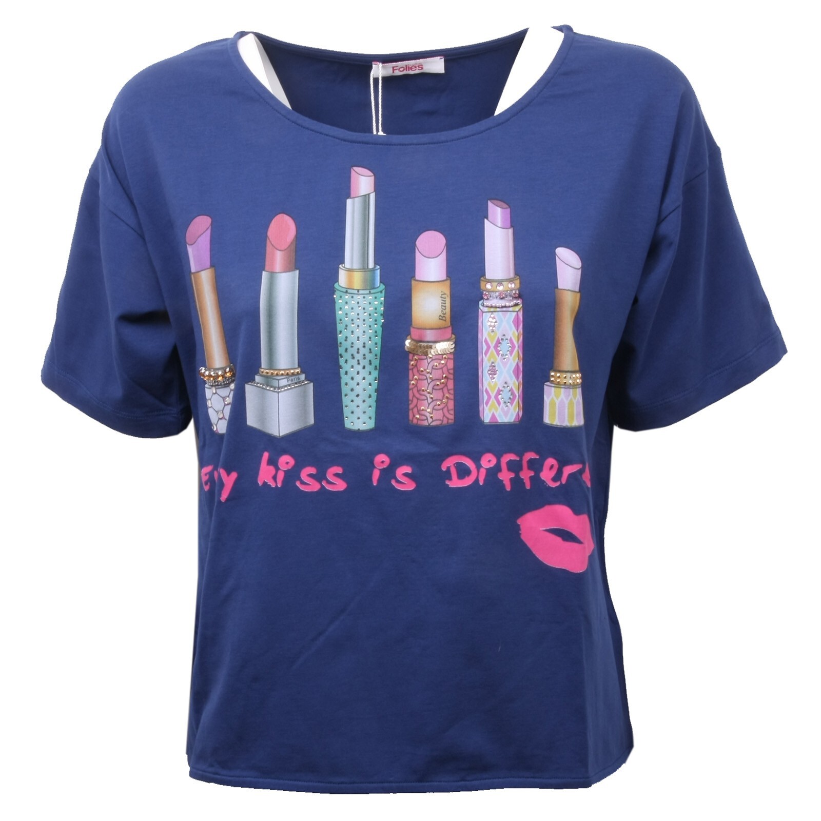 C4460 женская футболка maglia over donna BLUGIRL FOLIES bluette