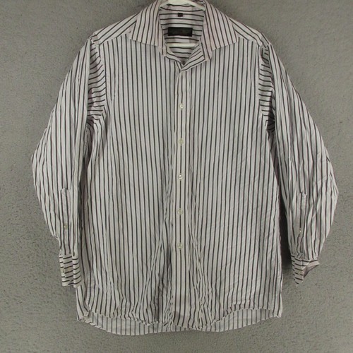 Donald Trump Shirt Men 15.5x 32/33 Gray Striped Long Sleeve Signature Collection