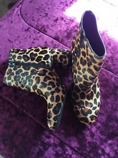 INC Womens Brown Animal Print Cushioned Floriann Round Toe Block Heel Zip-Up