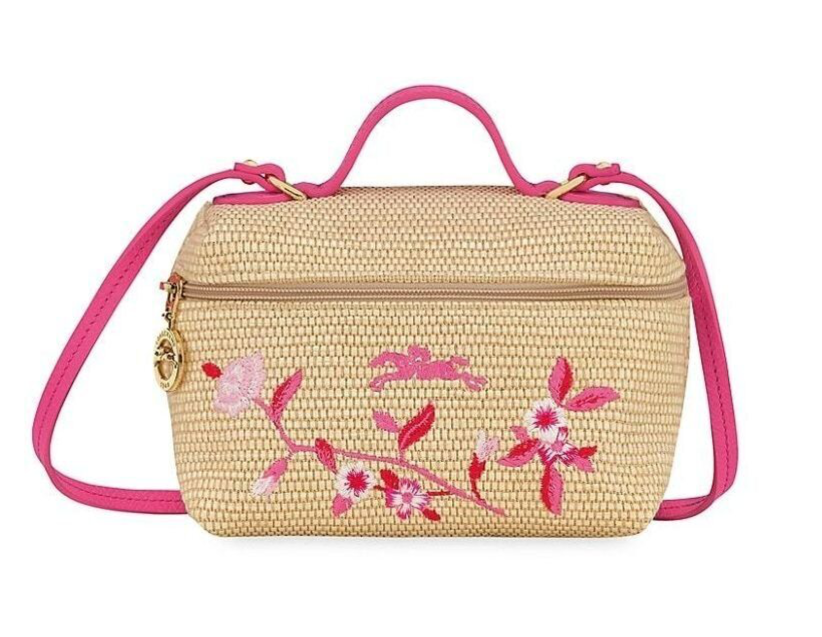 Longchamp Le Panier Pliage Vanity Floral Embroidered XS Longchamp Le Panier Pliage Vanity Floral Embroidered XS