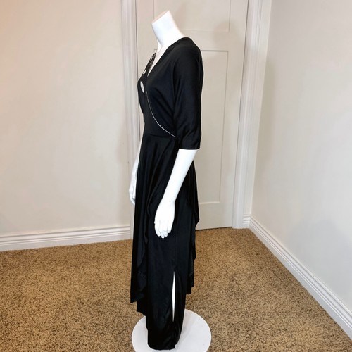 Vintage 70's WRAP BOHO MAXI DRESS M Black Half Sleeves Hippie Draped Retro Dance, $84.55 - Photo 3