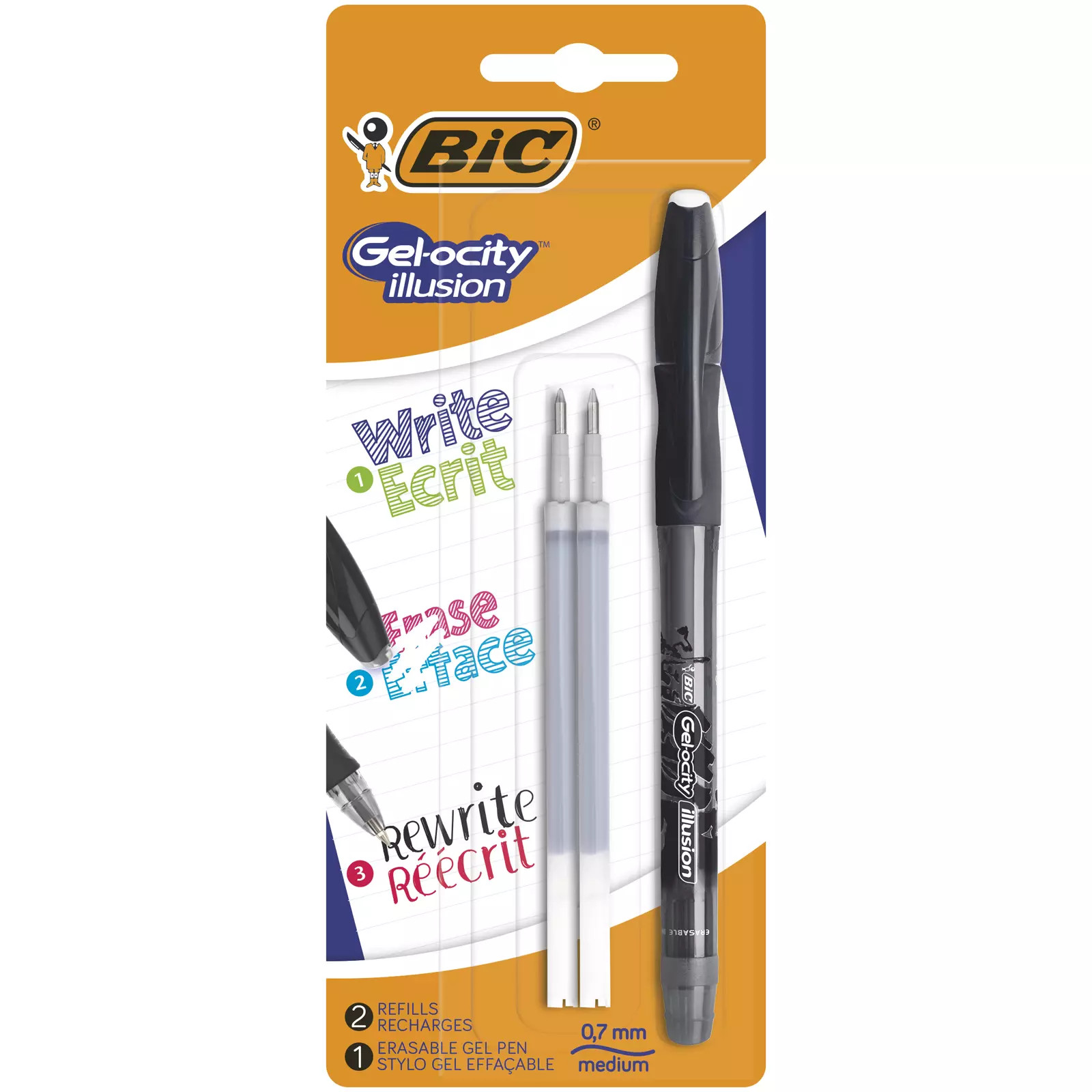 3086123735590 Dugopis wymazywalny Gel-ocity illusion BIC czarny blister 12sztZ 4090₽