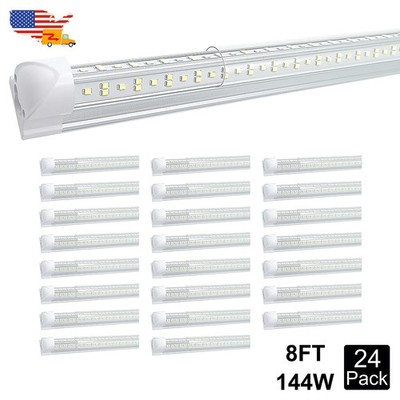 24 Pack 144W 8 Foot LED Shop Light Garage Fixtures T8 Integrated LED Tube Light