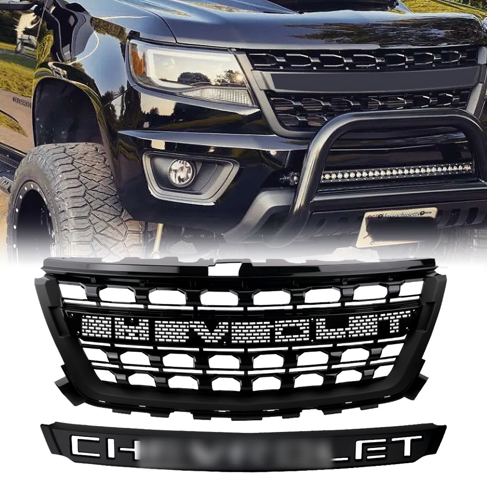 Front Grille For 2015-2020 Chevy Chevrolet Colorado Grill Matte Black W/Letter