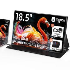Portable Monitor 18.5 Inch FHD 1080P USB C HDMI Gaming Ingnok sRGB Laptop Screen