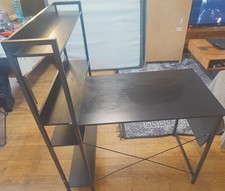 Black Grandder, 100x80cm L-shaped Gaming Computer Desk Reversible Shelves