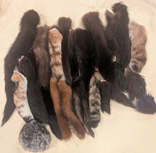 LARGE LOT OF GENUINE MOSTLY MINK FUR TAILS CHINCHILLA FUR BALL FLY TYING 88