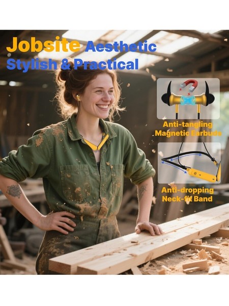 Alternate view of Hmusic H23pro Neckband Bluetooth Headphones, Ipx7 Waterproof, 30db Tri-flange