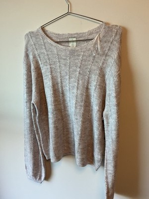 NWT Joie Sweater Sz Med Elastic Sleeve Lightweight Light Pink Cable knit