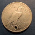 1924 peace silver dollar hole drilled in top. well circulating — photo 4
