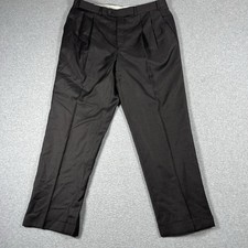 Chaps Ralph Lauren Pants Mens 35x30 Brown Wool Cashmere Pleated Dress Cuffed