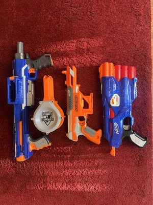Nerf Blaster Set   3 Stück + Trommelmagazin | Elite, AccuStrike, Dual-Strike