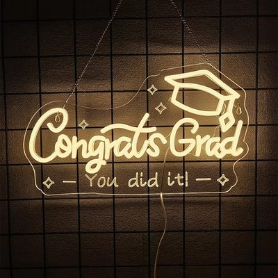 16''x9'' Congrats Grad You Did It LED Neon Sign With Dimmer USB Powered Light