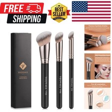 Foundation Contour Conceal Brush Set, 3PCS Angled Synthetic Kabuki Brush for ...