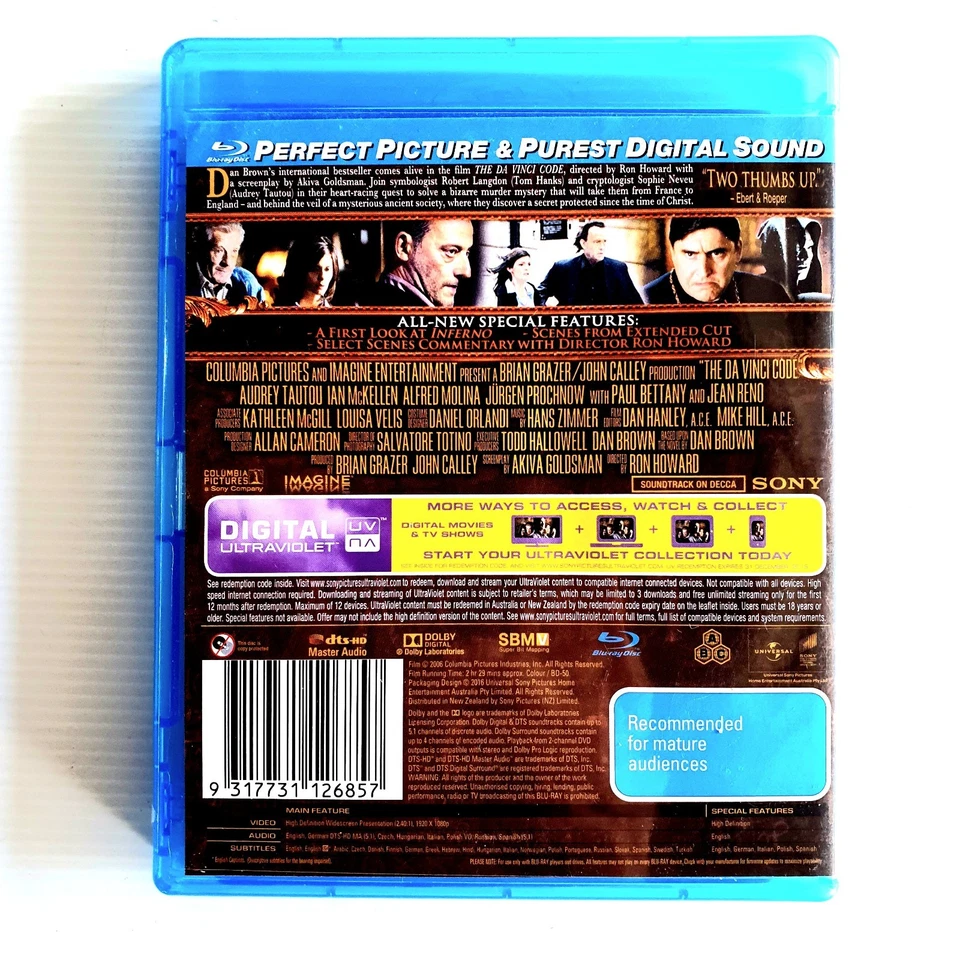 Da Vinci Code + National Treasure 5 x Blu-ray Gift Set, Adventure, Region B VGC - Image 3 of 4