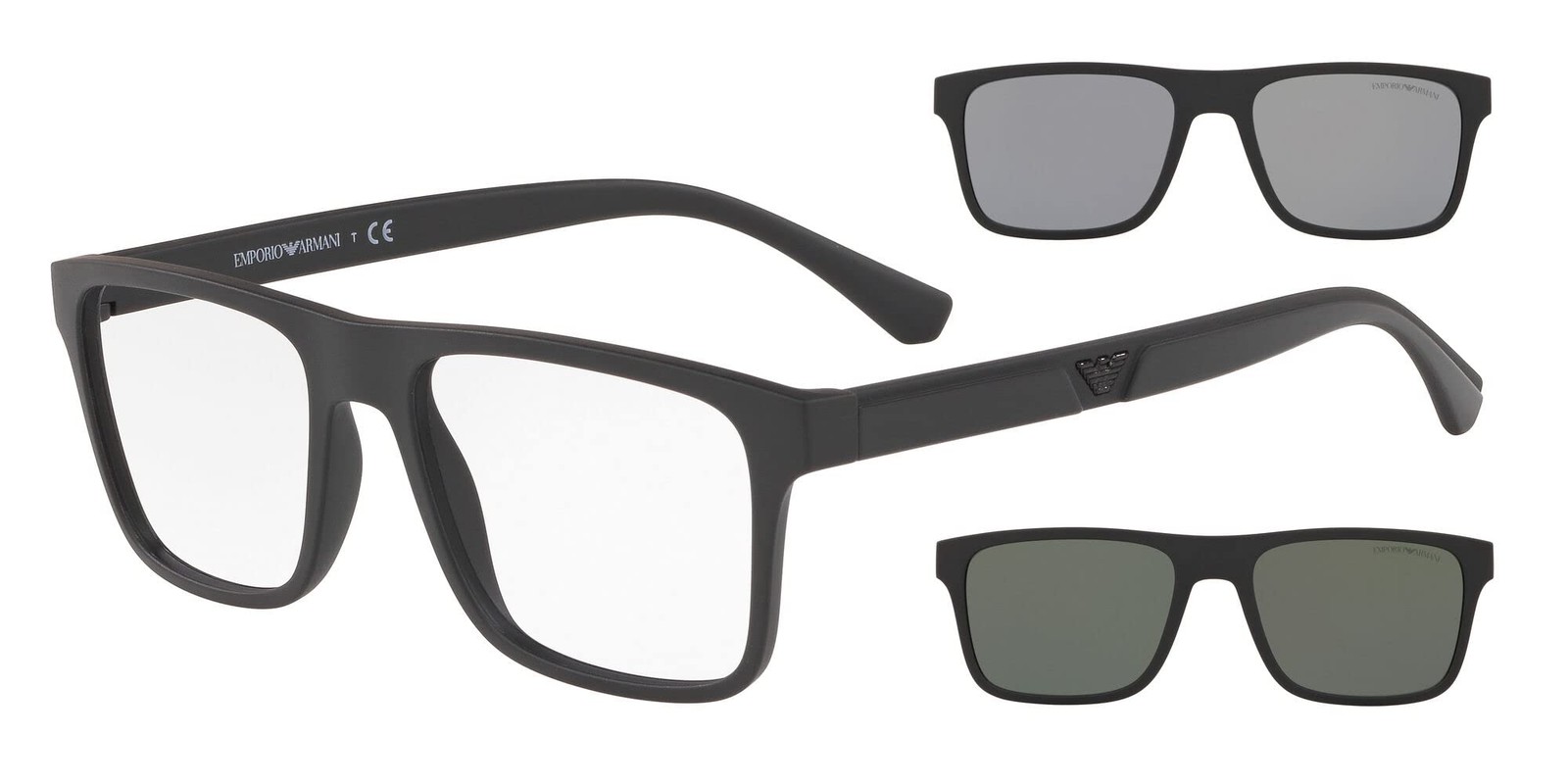 Emporio Armani EA4115 Sunglasses with Two Interchangeable Clip-Ons, Matte