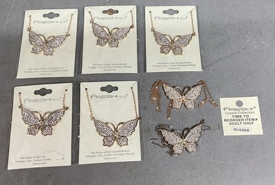 Lot Of 7 Fresh And Co Crystal Collection Butterfly Necklaces - #N2165GCR