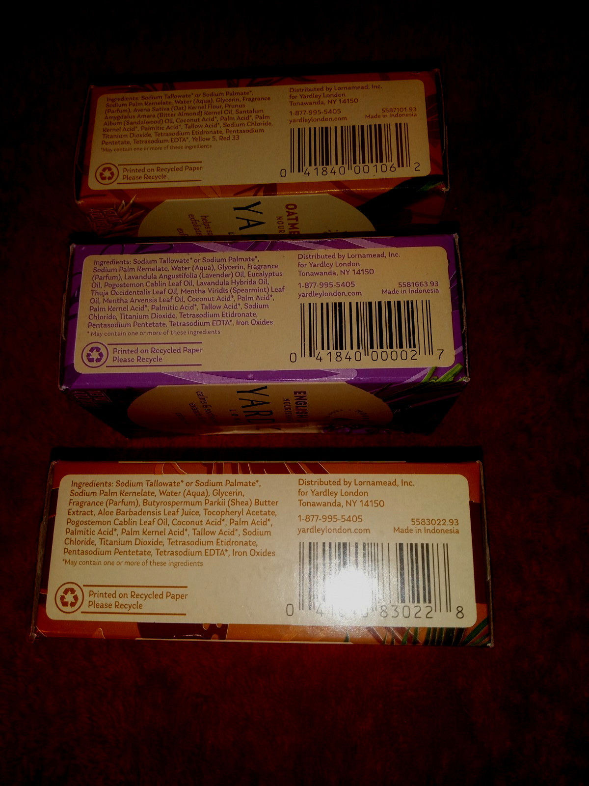 Yardley London~3 Piece Set~Oatmeal Almond~Creamy Coconut~English Lavender~NIB