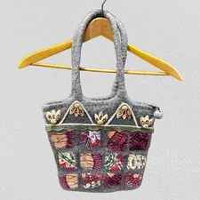 Rising Tide Nepal 100% Felted Wool Patchwork Bag Tote Purse Indie Boho Handmade