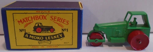 A Moko Lesney Matchbox Series 1-75 No. 1 Road Roller  with Box MADE IN ENGLAND