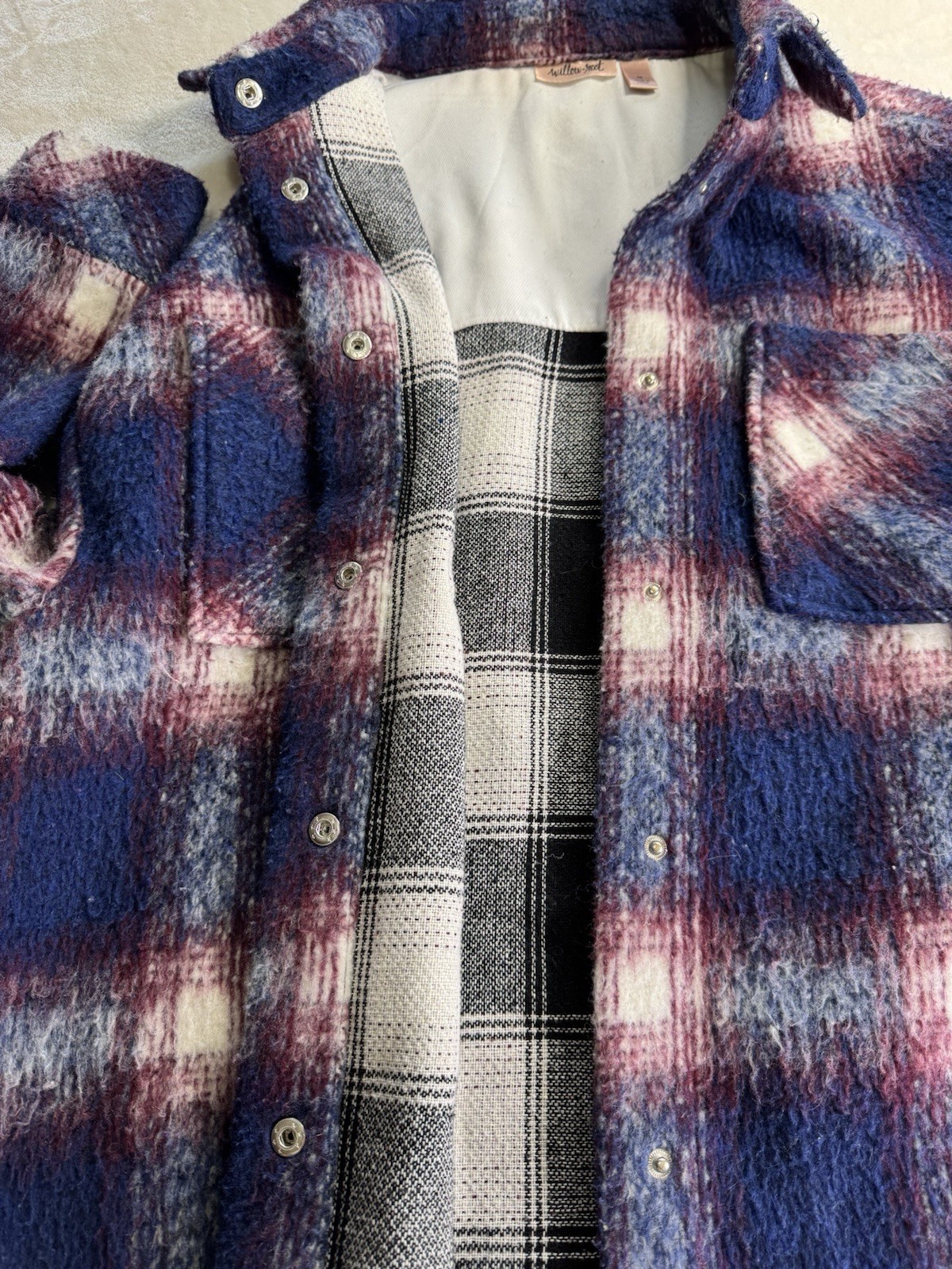 Willow + Root Shacket Size Medium Flannel Blue Ma… - image 8