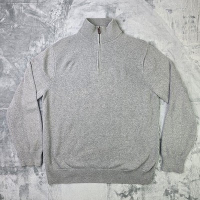 J.Crew Quarter Zip Pullover Sweater Herren XL Grau Minimalistisch Klassisch Preppy