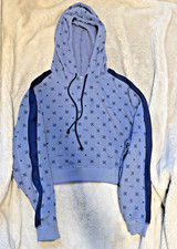 Victoria s Secret PINK Blue Paisley Cropped Pullover Hoodie Size M