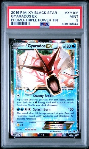 2016 POKEMON XY BLACK STAR PROMO TRIPLE POWER TIN #XY106 GYARADOS EX PSA 9
