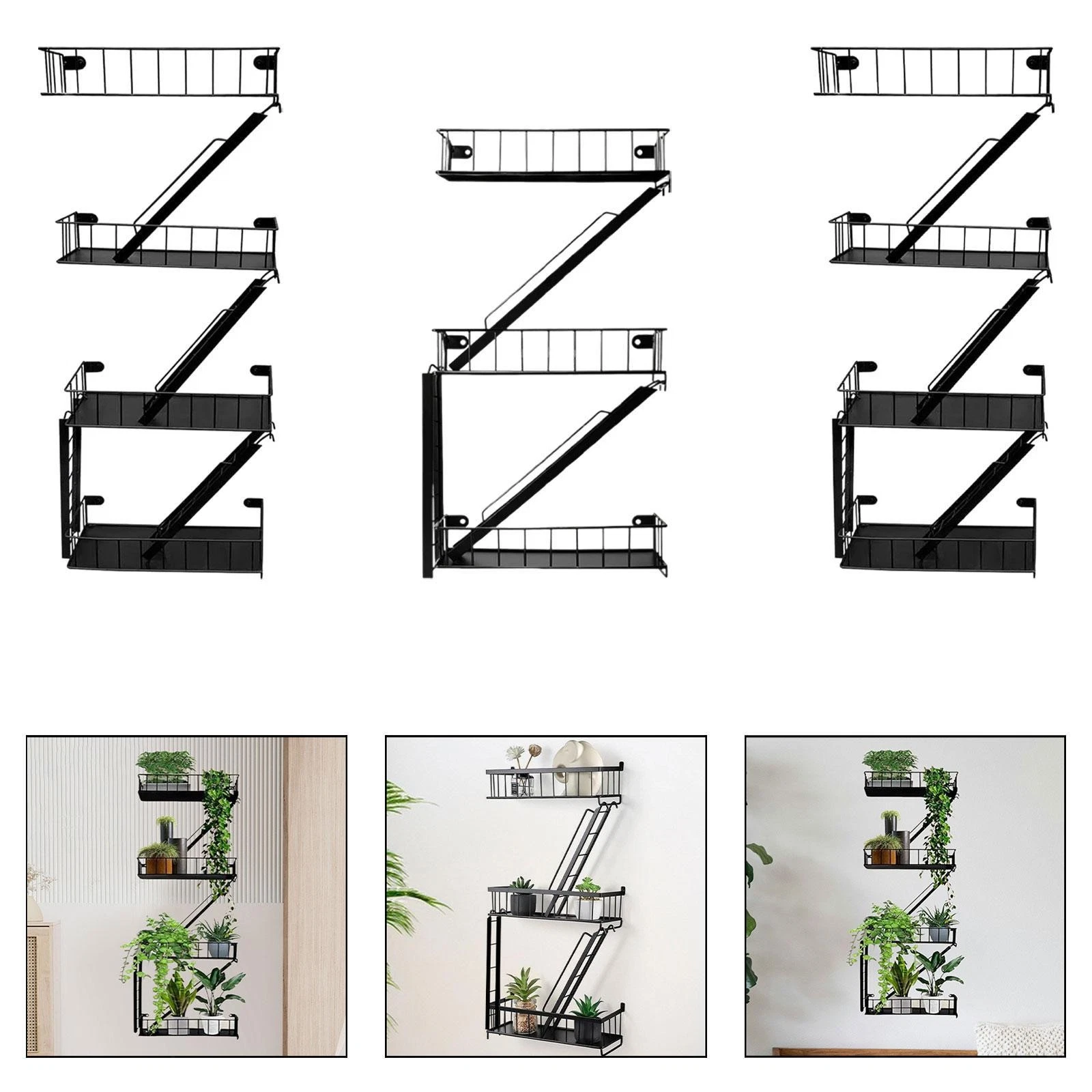 Fire Escape Wall Shelf Modern Organizer for Indoor Outdoor Bedroom Bathroom