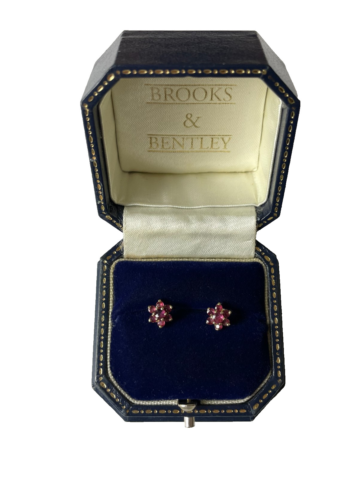 Ruby Earrings 9ct Gold Ruby Flower Cluster Earrin… - image 1