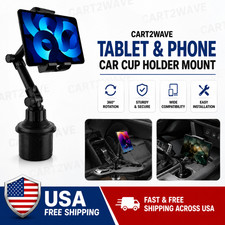 Car Cup Holder Phone Tablet Mount 4.7-12.9" 360 Adjustable Universal