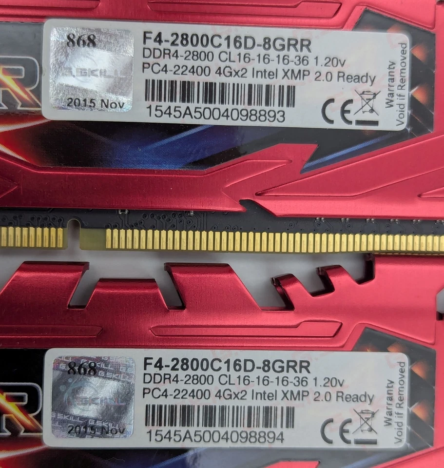 G.SKILL Ripjaws 4 Series 8GB Kit 2x4GB PC4-22400 DDR4-2800 RAM F4-2800C16D-8GRR - Image 4 of 4