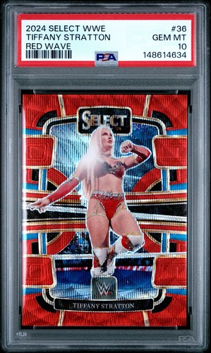 Tiffany Stratton 2024 Panini Select WWE #36 Red Wave 7/99 PSA 10 Gem Mint