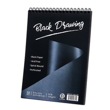 Bachmore Black Sheets Sketchpad 9X12 Inch 68lb/100g Top Spiral Bound