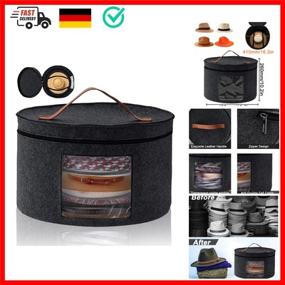 Hutschachtel Rund- Foldable Hat Storage Boxes Fabric with Lid und Zip, Leathe...