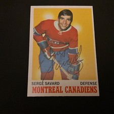 Autographed  1970-71 Topps SERGE SAVARD  .  HOF        #Z-1