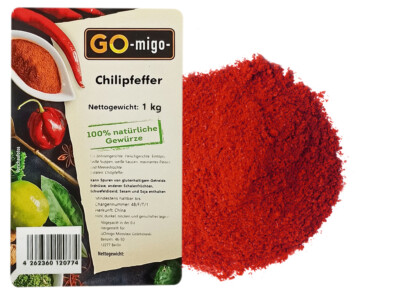 1kg Chili Pulver pikant scharf Chilli gemahlen GOmigo 1000g