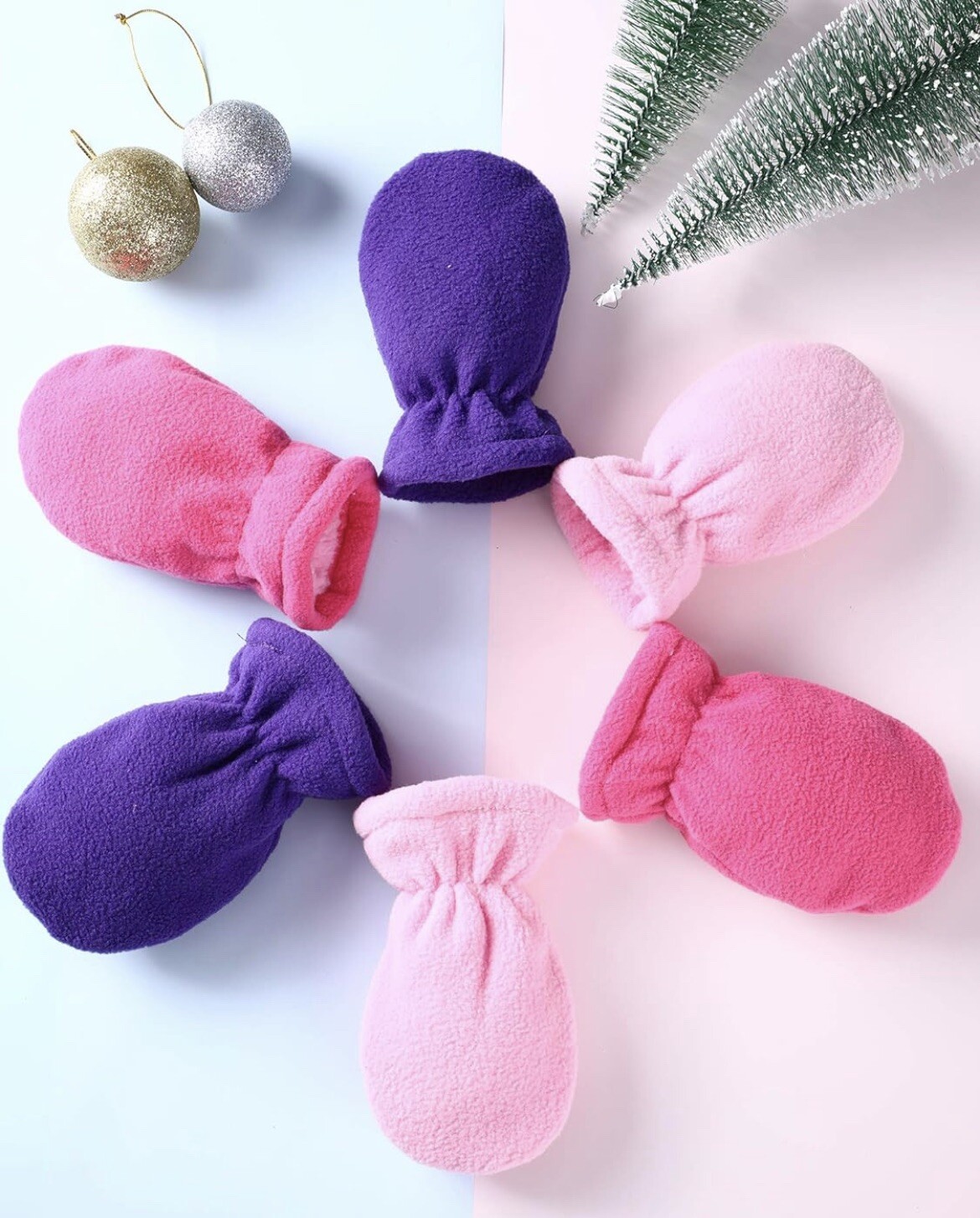 (008) 3pair Babies/Toddlers Fleece Magic Mittens Soft Touch Warm Winter Gloves