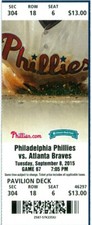2015 Phillies vs Braves Ticket: Ryan Weber MLB Debut/Aaron Nola win/Herrera HR