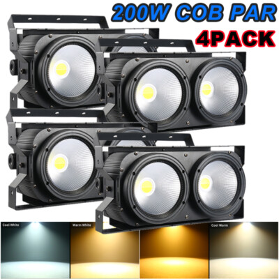 4PCS 200W COB LED Par Light DMX Stage DJ Audience Blinder Light Warm Cool White