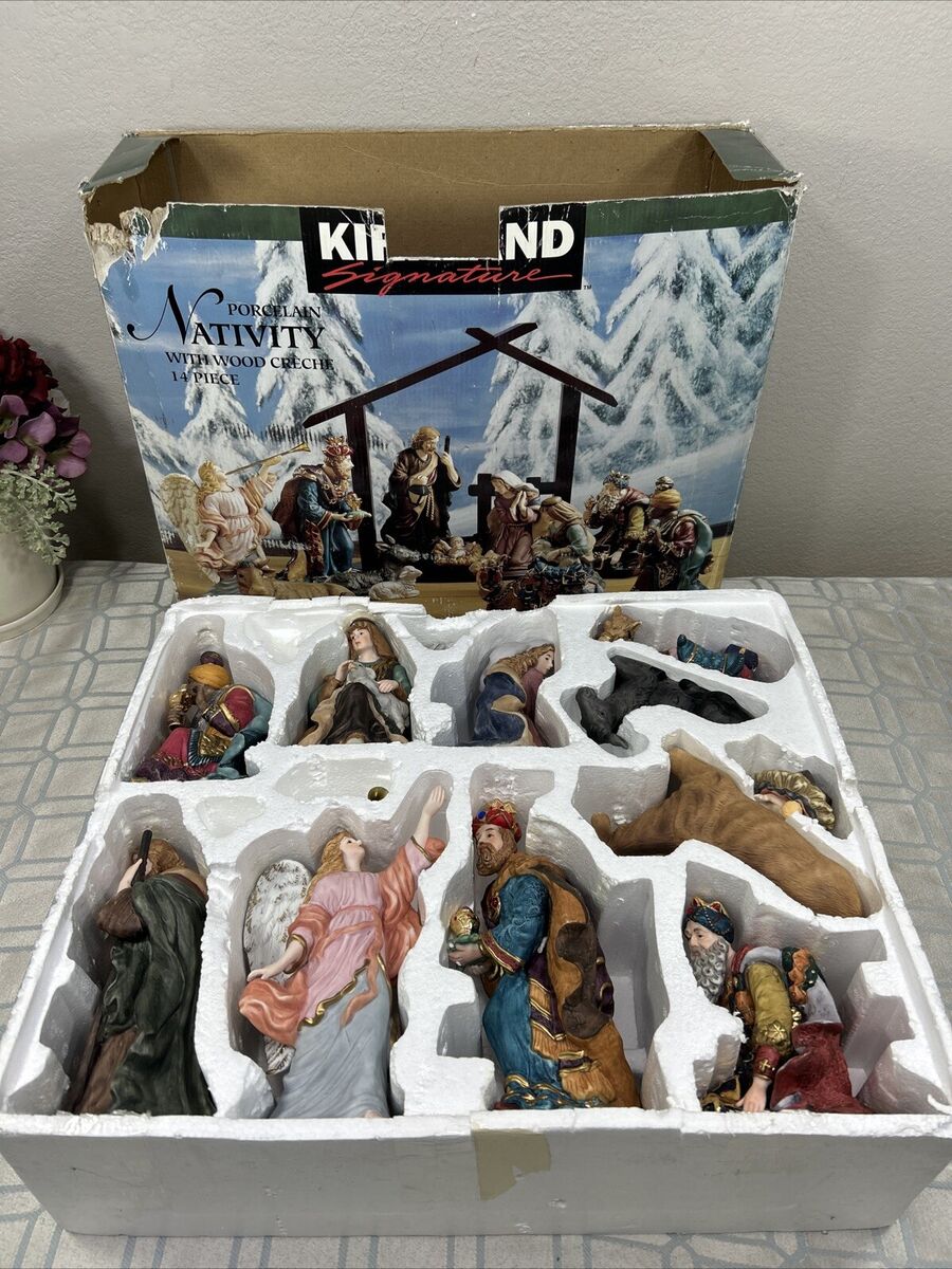Kirkland 14 Piece Complete Porcelain Christmas Nativity Set Kirkland 14 Piece Complete Porcelain Christmas Nativity Set