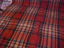 VINTAGE BLANKET RED WHITE AND GREEN PLAID DESIGN, TROY ROBE