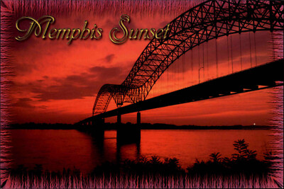 Brücken Motiv-Postkarte Sunset Hernando de Soto Bridge in MEMPHIS USA Postcard
