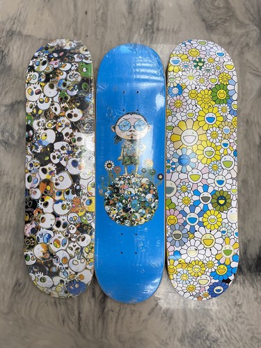 Takashi Murakami X Vans Skateboard Deck Set Of 3 Flaming Skull 2015