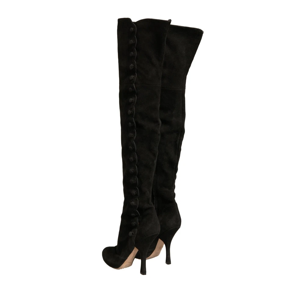 Botas De Tacón Altas De Ante Negras DOLCE & GABBANA EU39 / US8.5 RRP 1600usd - Imagen 3 de 4