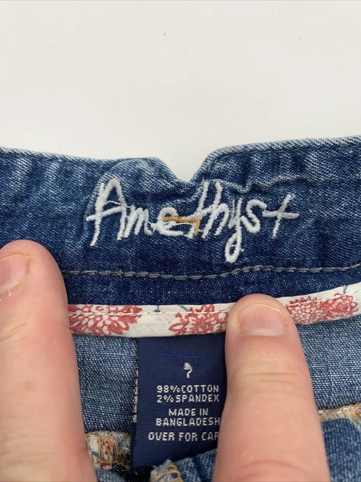 Аметист женщин шорты Sz 7 Junior кнопка мухи с манжетами синий Jean - Изображение 4 из 4