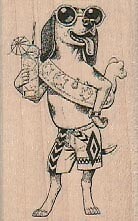 Beach Dog 1 1/2 x 2 1/4" Rubber Stamp, Dog Stamp, Dog Lover, Dogs