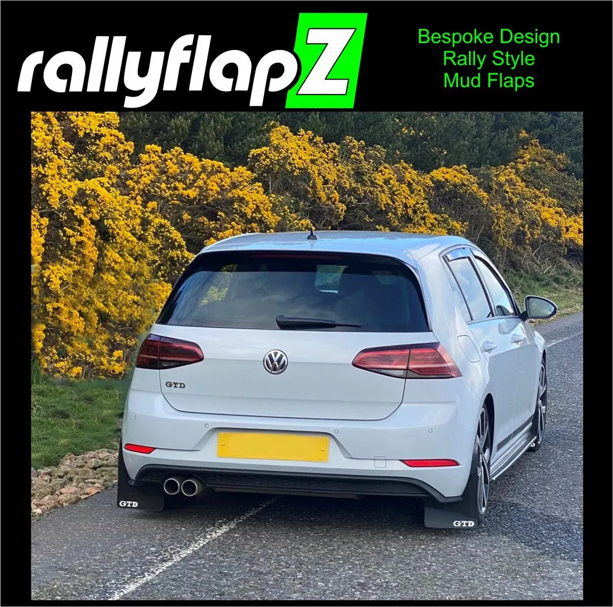rallyflapZ Mud Flaps to fit VW Golf Mk7 Mk7.5 GTD Black 4mm