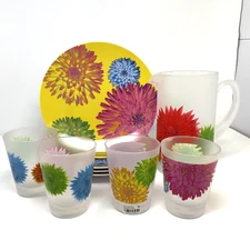 Bloomingdales Melamine Plates Tumblers Pitcher Botannical Gardens 9 Pieces
